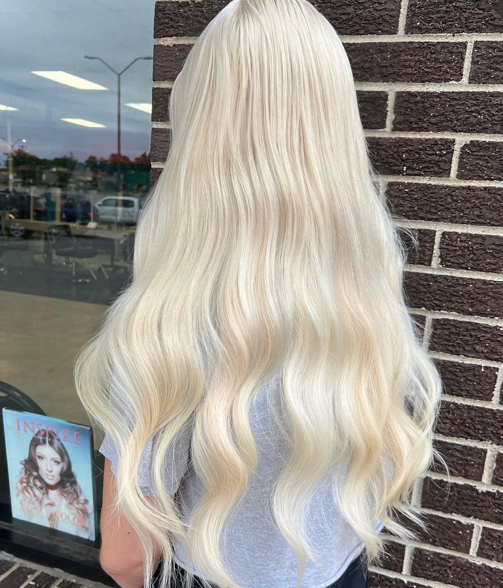 Genius Weft Hair Extensions in Color 60 Platinum Blonde